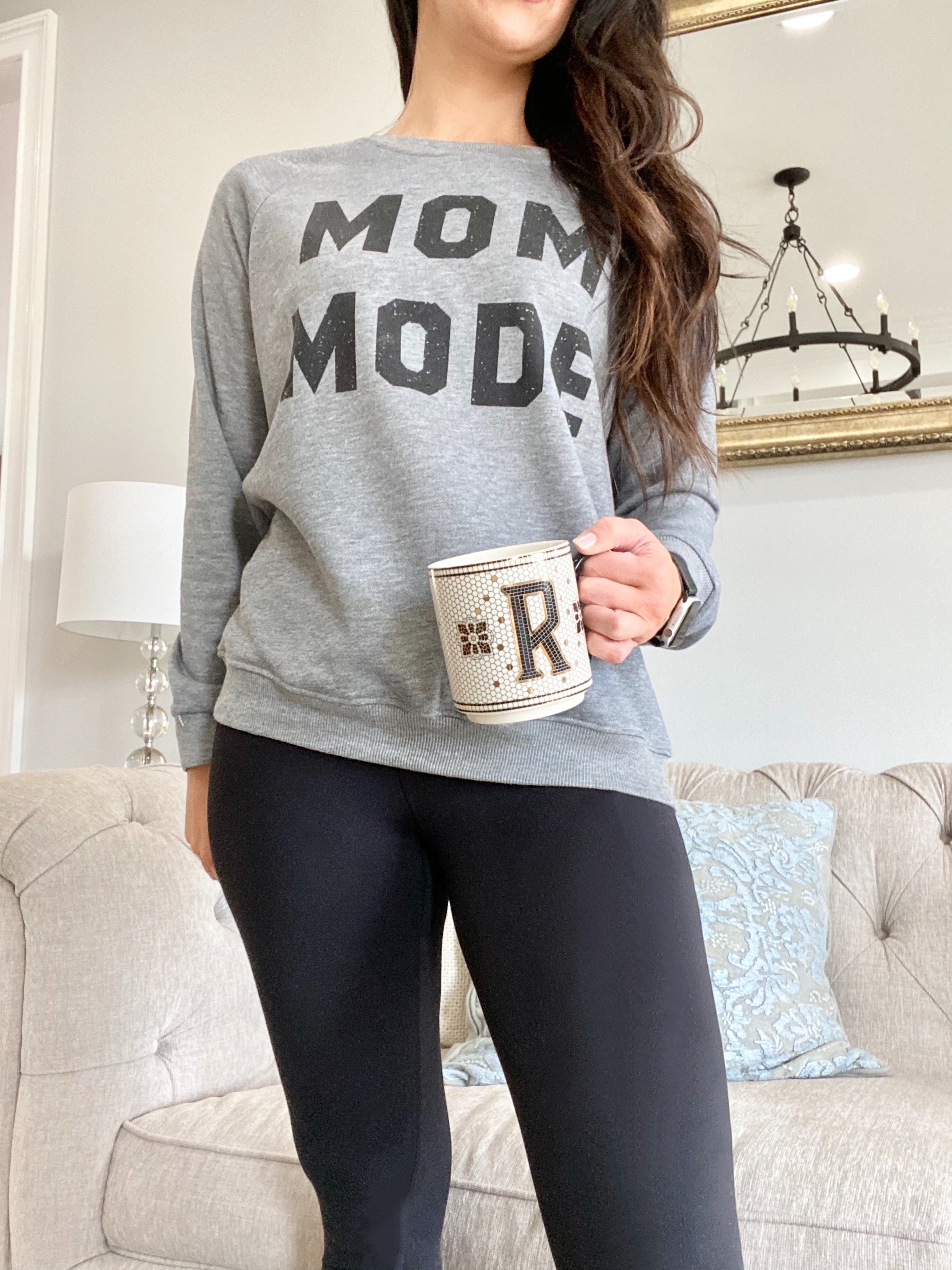 Basic Wardrobe For A Stay At Home Mom | leggings and sweater