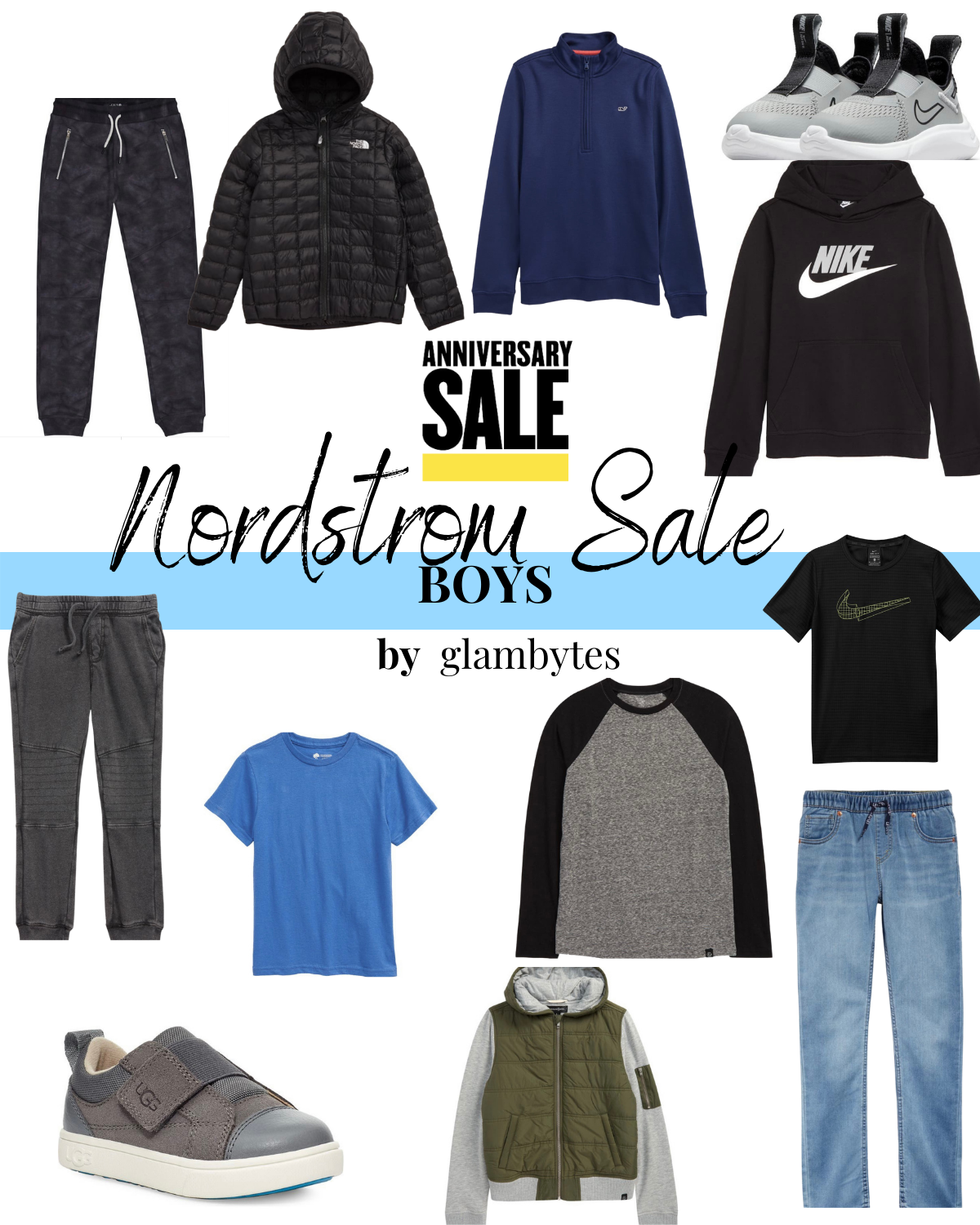 collage of clothing and shoes for boys