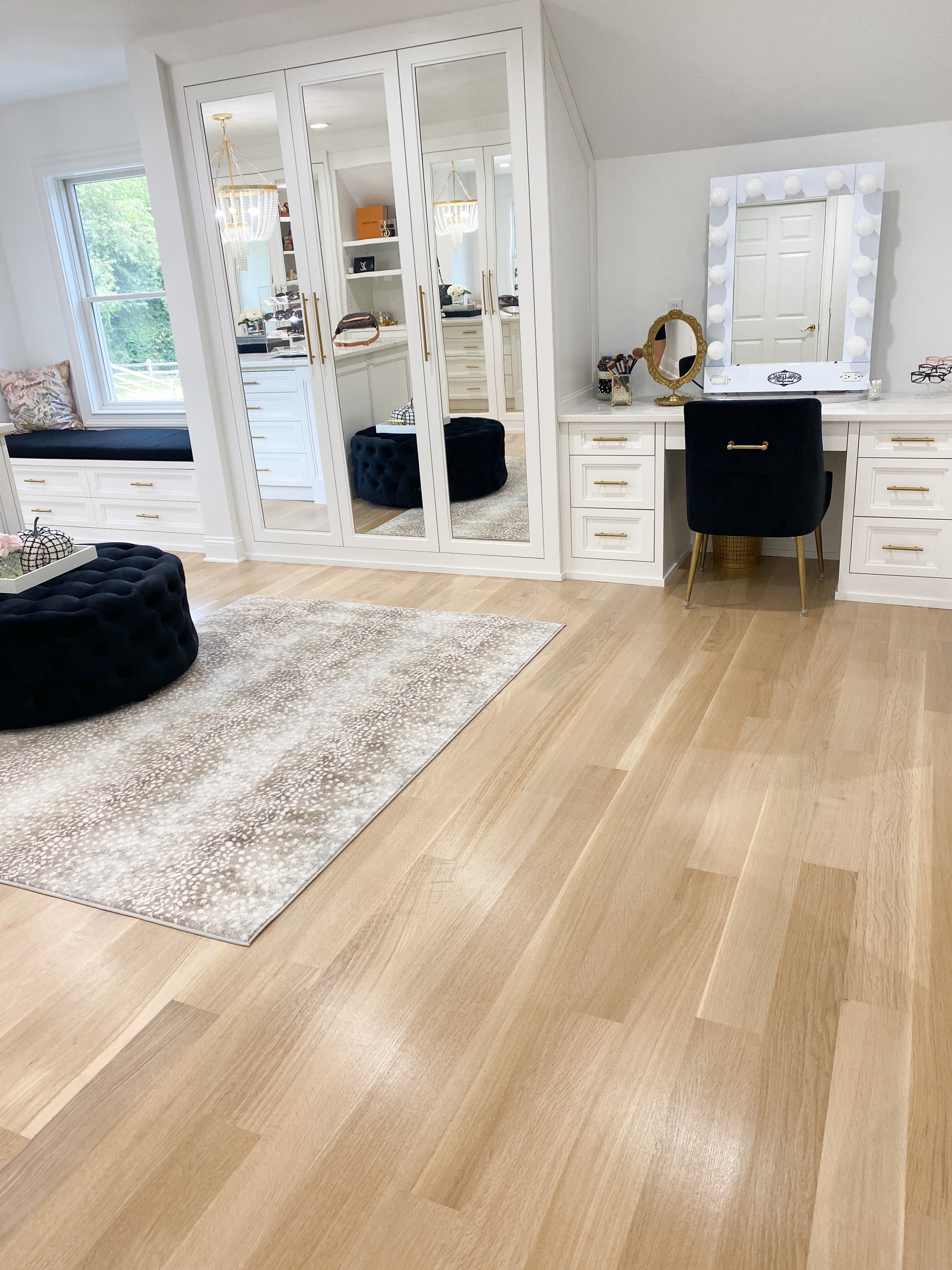 light wood floor in Custom Closet Reveal